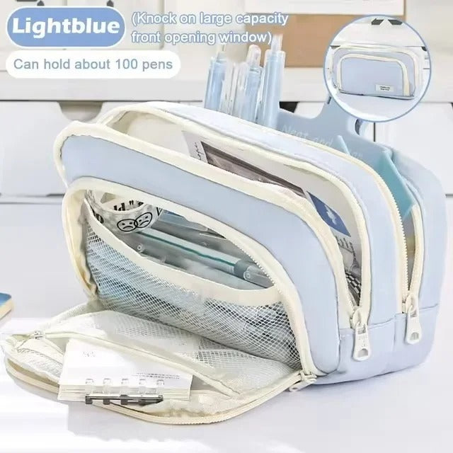 Cute Multi Layer Pencil Case Pouch, Large Capacity Pen Case Bag,Durable Stationery Storage Bag For Students, School&Office
