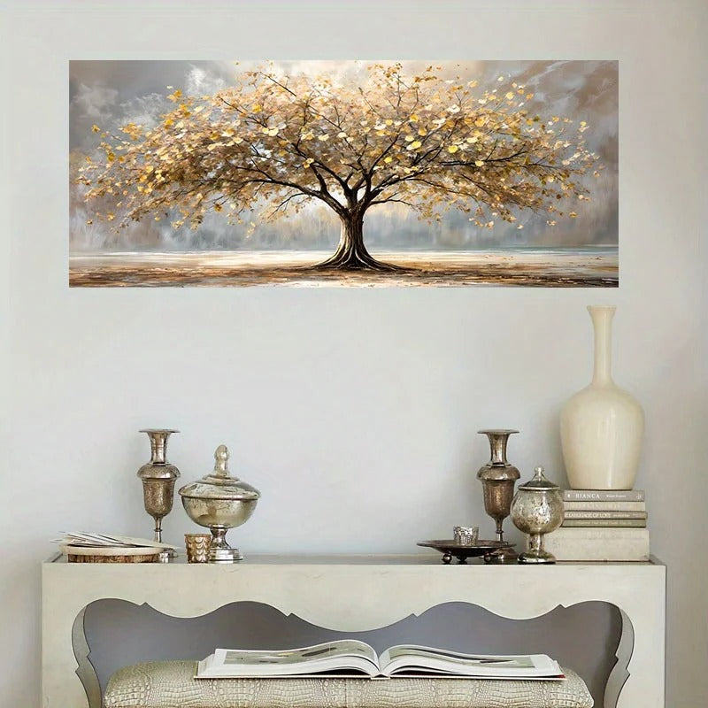 Elegant Tree of Life Gold Leaf Canvas Wall Decor - Frameless Landscape Modern Living Room Home Decor Elegant Decorative Painting