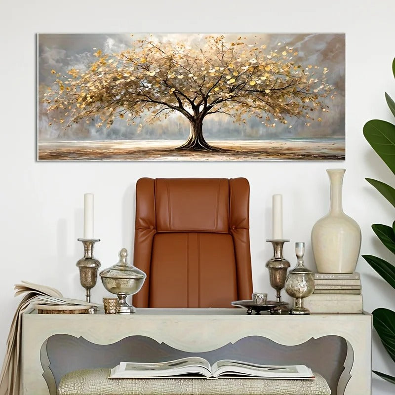 Elegant Tree of Life Gold Leaf Canvas Wall Decor - Frameless Landscape Modern Living Room Home Decor Elegant Decorative Painting