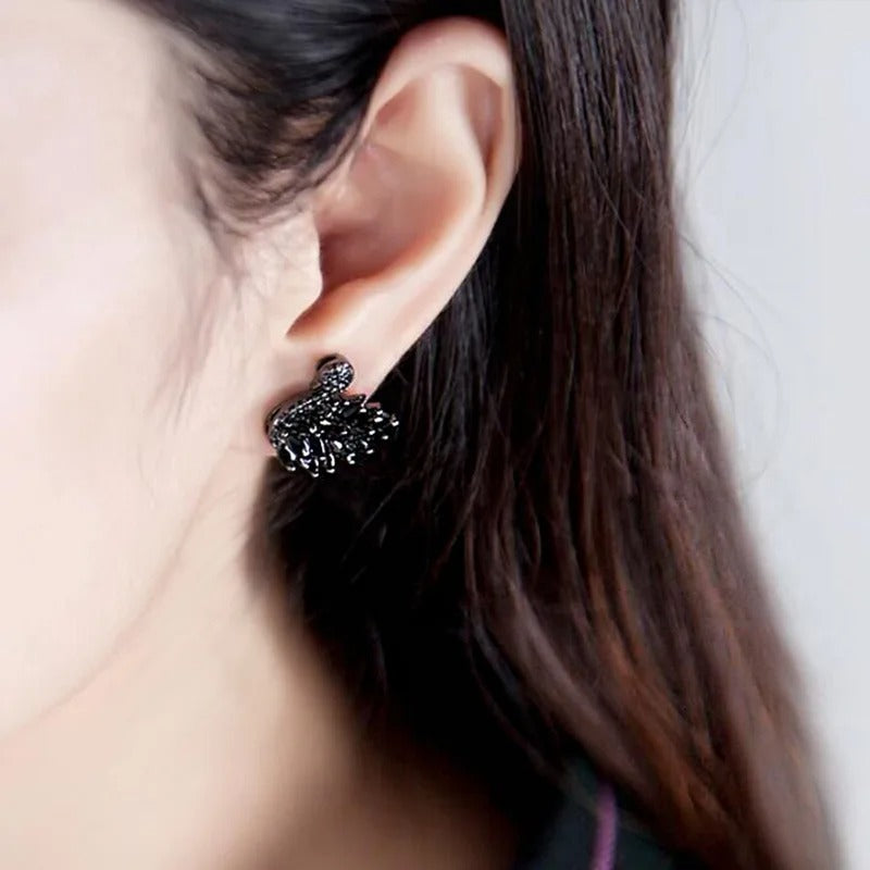 legant Rhinestone Black Swan Earrings For Women Korean Fashion Zircon Swan Bird Animal Earrings Lady Party Jewelry Girls Gift