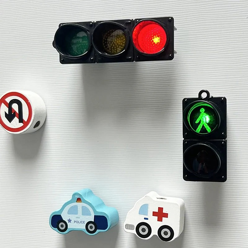 2025 New Traffic Light Magnetic Refrigerator Stickers Traffic Toy Pedestrian Light Creative Magnetic Decoration Accessories
